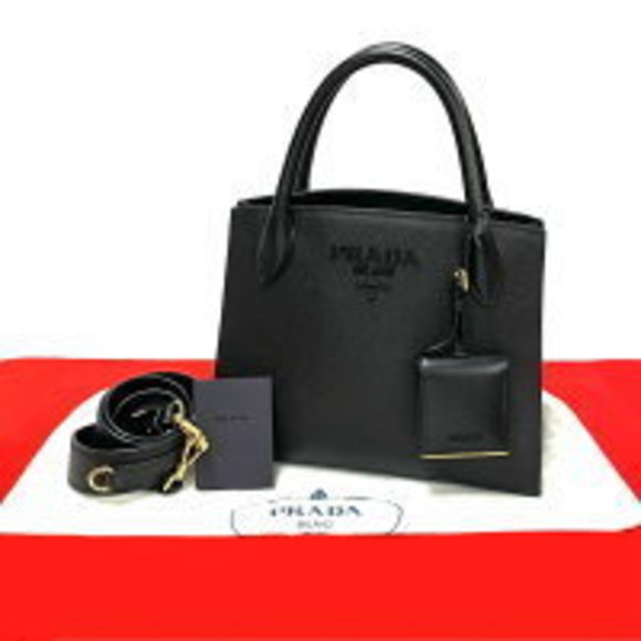 PRADA Leather handbag Mini Tote Black - Picture 1 of 8